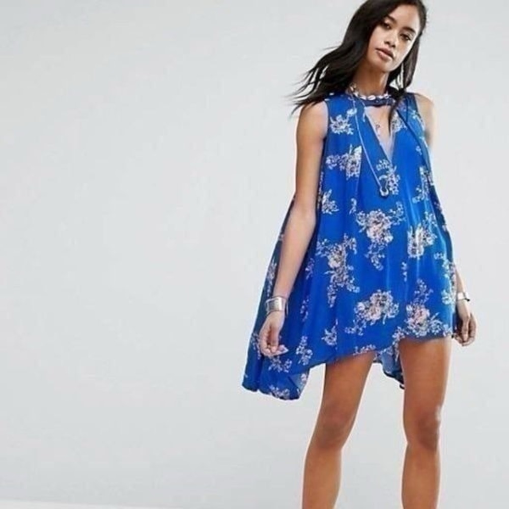 Free People Floral Swing Tunic Flowy Mini Dress cowgirl vacation beach festival